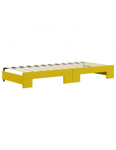 Divano Letto Estraibile con Cassetti Giallo 90x200cm in Velluto