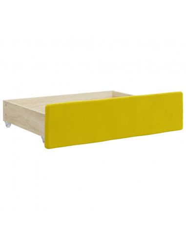 Divano Letto Estraibile con Cassetti Giallo 90x200cm in Velluto