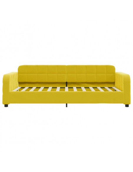Divano Letto Estraibile con Cassetti Giallo 90x200cm in Velluto