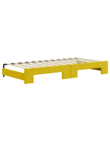 Divano Letto Estraibile con Cassetti Giallo 90x200cm in Velluto