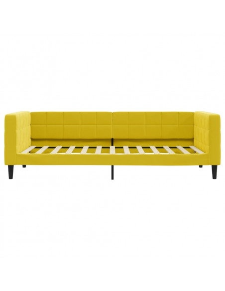 Divano Letto Estraibile con Cassetti Giallo 90x200cm in Velluto
