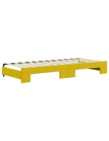 Divano Letto Estraibile con Cassetti Giallo 90x200cm in Velluto