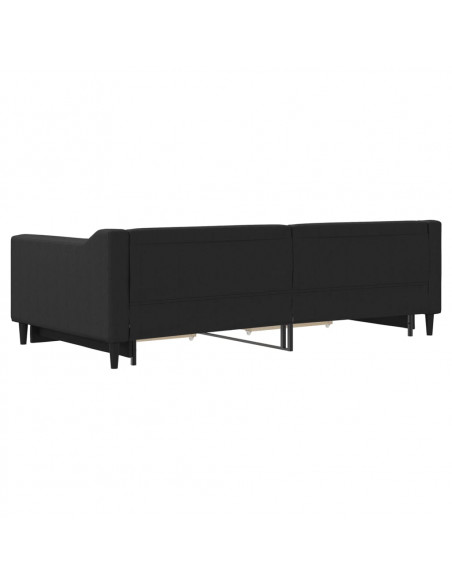 Divano Letto Estraibile con Cassetti Nero 100x200 cm in Tessuto