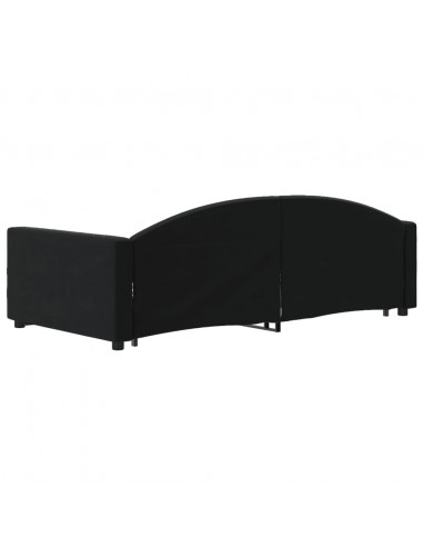 Divano Letto Estraibile con Cassetti Nero 100x200 cm in Velluto