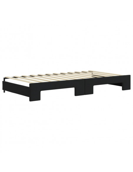 Divano Letto Estraibile con Cassetti Nero 100x200 cm in Velluto