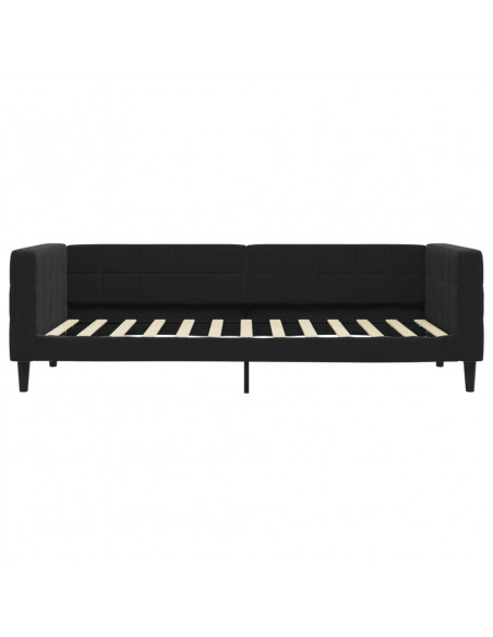 Divano Letto Estraibile con Cassetti Nero 100x200 cm in Velluto