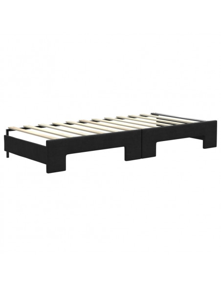 Divano Letto Estraibile con Cassetti Nero 80x200 cm in Tessuto