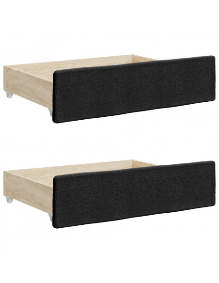 Divano Letto Estraibile con Cassetti Nero 80x200 cm in Tessuto