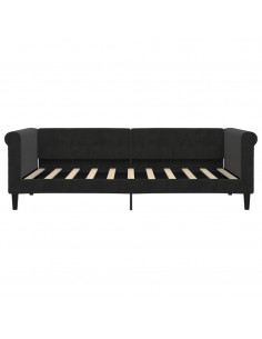 Divano Letto Estraibile con Cassetti Nero 90x190 cm in Velluto