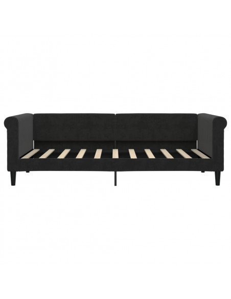 Divano Letto Estraibile con Cassetti Nero 90x190 cm in Velluto