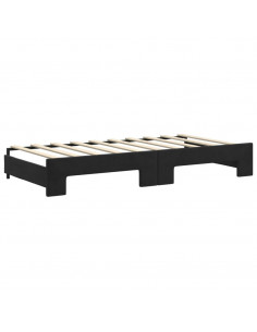 Divano Letto Estraibile con Cassetti Nero 90x190 cm in Velluto 2