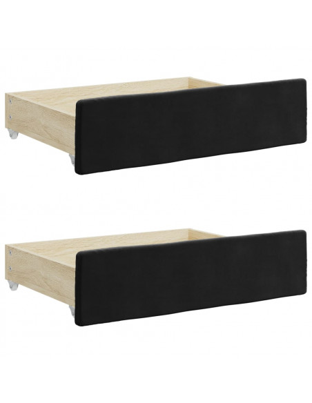 Divano Letto Estraibile con Cassetti Nero 90x190 cm in Velluto