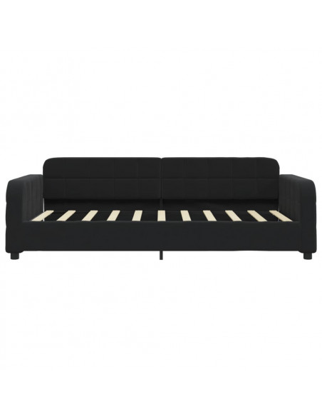 Divano Letto Estraibile con Cassetti Nero 90x190 cm in Velluto