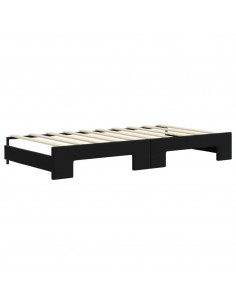 Divano Letto Estraibile con Cassetti Nero 90x190 cm in Velluto 2