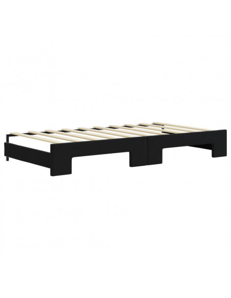 Divano Letto Estraibile con Cassetti Nero 90x190 cm in Velluto