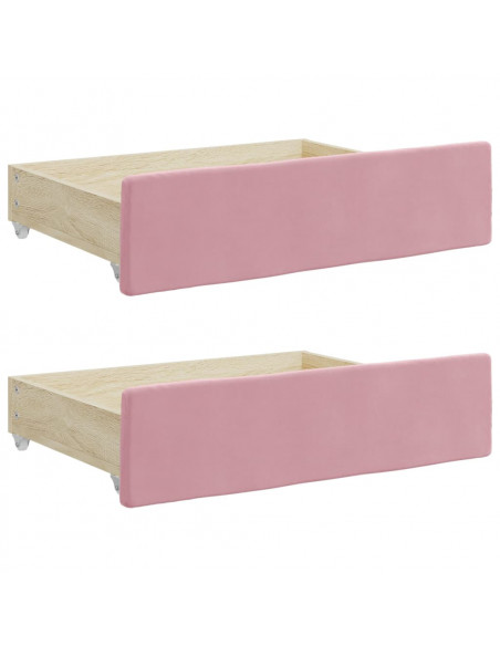 Divano Letto Estraibile con Cassetti Rosa 100x200 cm Velluto