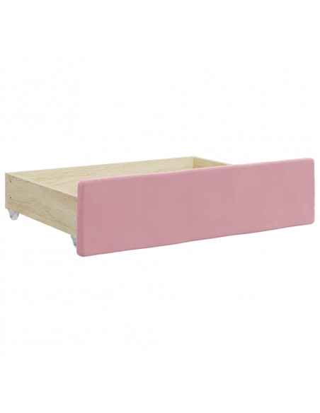 Divano Letto Estraibile con Cassetti Rosa 100x200 cm Velluto