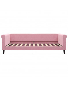 Divano Letto Estraibile con Cassetti Rosa 100x200 cm Velluto