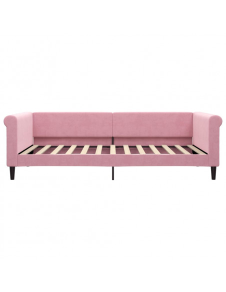 Divano Letto Estraibile con Cassetti Rosa 100x200 cm Velluto
