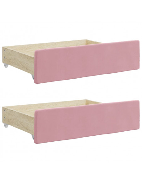 Divano Letto Estraibile con Cassetti Rosa 100x200 cm Velluto