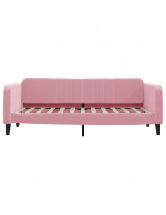 Divano Letto Estraibile con Cassetti Rosa 90x200 cm Velluto