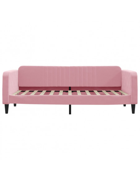 Divano Letto Estraibile con Cassetti Rosa 90x200 cm Velluto
