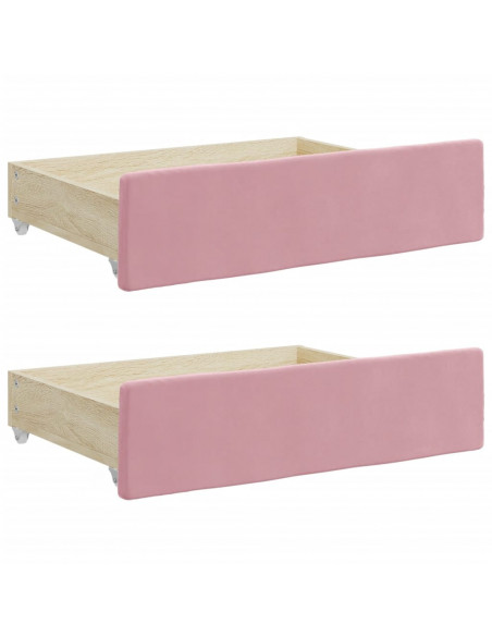 Divano Letto Estraibile con Cassetti Rosa 90x200 cm Velluto