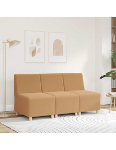 Divano Sedia Beige 55 cm Tessuto Riccio Simile alla Lana 2