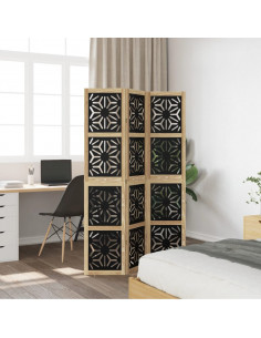 Divisorio Ambienti 3 Pannelli Marrone e Nero Massello Paulownia 2