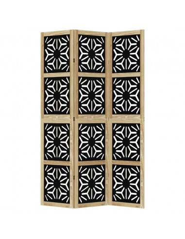 Divisorio Ambienti 3 Pannelli Marrone e Nero Massello Paulownia