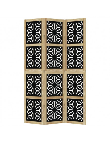 Divisorio Ambienti 3 Pannelli Marrone e Nero Massello Paulownia