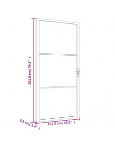Porta Interna 102,5x201,5 cm Bianco Opaco in Vetro e Alluminio