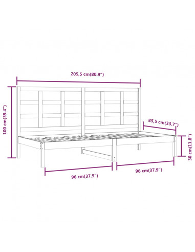 Dormeuse senza Materasso Bianca 80x200 cm Legno Massello Pino