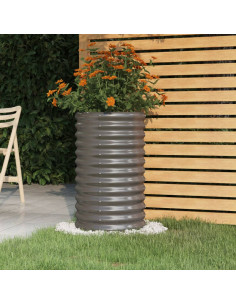 Vaso da Giardino Acciaio Verniciato a Polvere 40x40x68cm Grigio