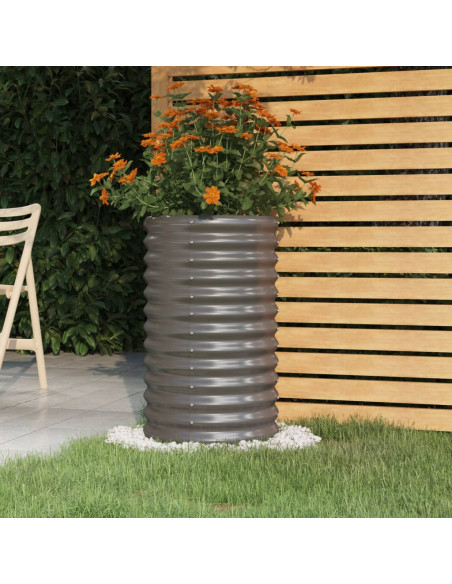 Vaso da Giardino Acciaio Verniciato a Polvere 40x40x68cm Grigio