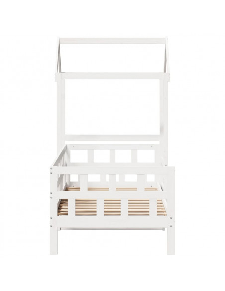 Dormeuse con Tetto 80x200 cm Bianco in Legno Massello di Pino