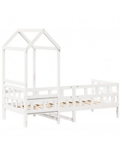Dormeuse con Tetto 80x200 cm Bianco in Legno Massello di Pino 2
