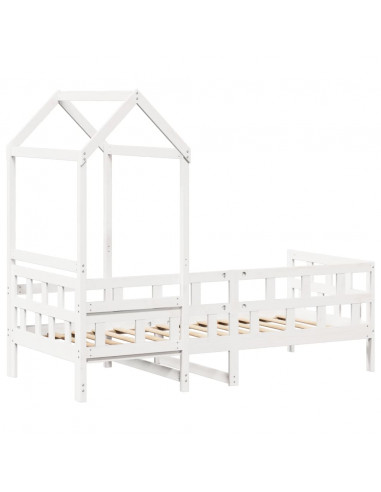 Dormeuse con Tetto 80x200 cm Bianco in Legno Massello di Pino