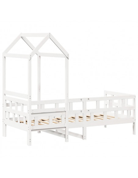 Dormeuse con Tetto 80x200 cm Bianco in Legno Massello di Pino