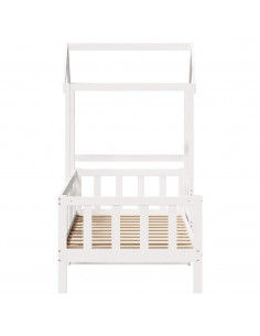 Dormeuse con Tetto 80x200 cm Bianco in Legno Massello di Pino