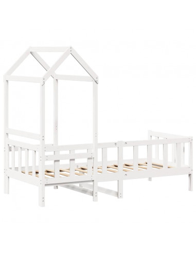 Dormeuse con Tetto 80x200 cm Bianco in Legno Massello di Pino