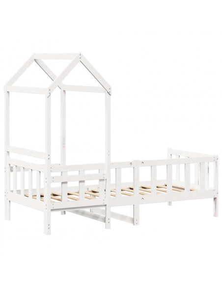 Dormeuse con Tetto 80x200 cm Bianco in Legno Massello di Pino