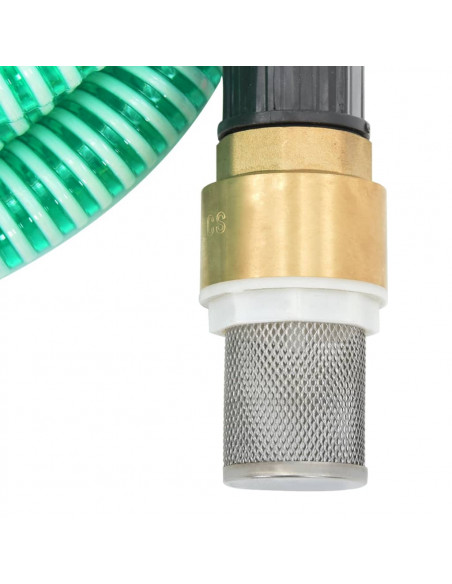 Tubo di Aspirazione con Raccordi in Ottone Verde 1,1" 3 m PVC