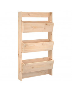 Fioriera a Muro 3 Ripiani 60x18,5x110cm Legno Massello di Pino