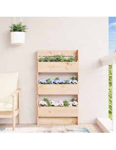 Fioriera a Muro 3 Ripiani 60x18,5x110cm Legno Massello di Pino 2