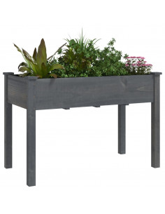 Fioriera con Fodera Grigia 118x59x76cm Legno Massello di Abete 2