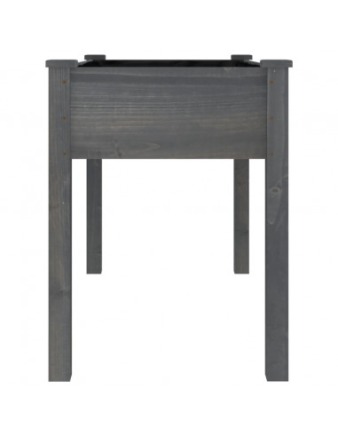 Fioriera con Fodera Grigia 118x59x76cm Legno Massello di Abete