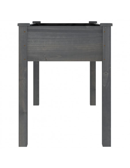 Fioriera con Fodera Grigia 118x59x76cm Legno Massello di Abete