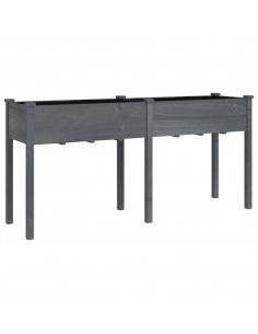 Fioriera con Fodera Grigia 161x45x76cm Legno Massello di Abete