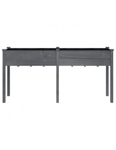 Fioriera con Fodera Grigia 161x45x76cm Legno Massello di Abete